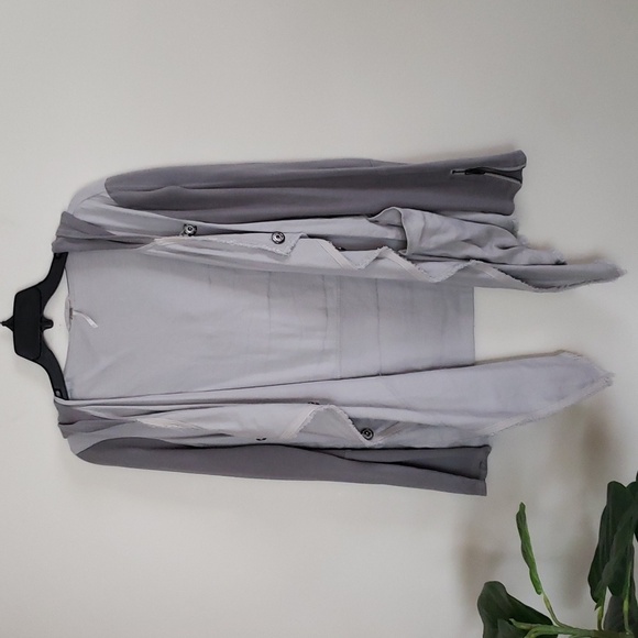 Free People Gray Drippy Linen Asymmetrical Snap Jacket with Hood oversiz… - Picture 10 of 10